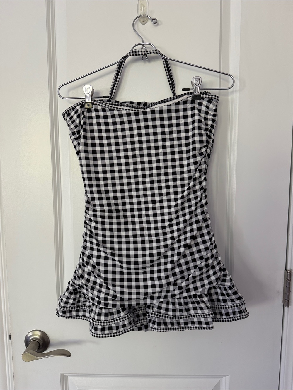 Black and White Gingham swimsuit with or without adjustable strap - Picture 2 of 7
